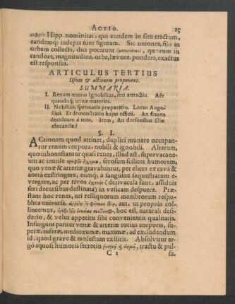 Articulus Tertius Usum & actionem proponens