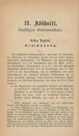 II. Abschnitt. Klassifizirte Einkommensteuer
