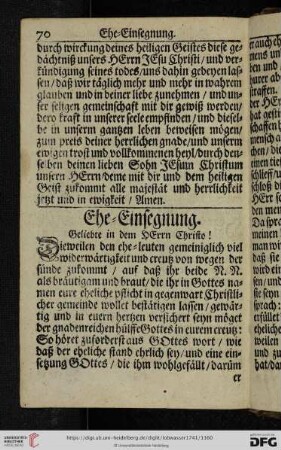 Ehe-Einsegnung