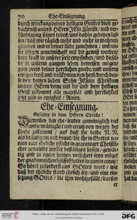 Ehe-Einsegnung