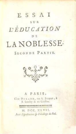 Essai Sur L'Éducation De La Noblesse, 2