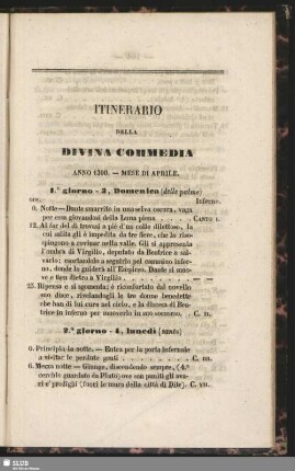Itinerario Della Divina Commedia