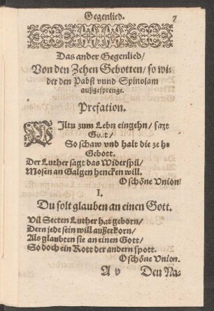 Das ander Gegenlied/ Von den Zehen Gebotten/ so wider den Pabst vnnd Spinolam außgesprengt.