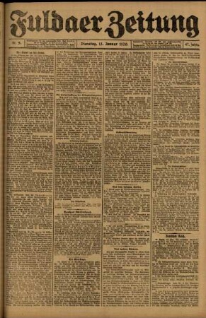 Ausgabe vom Dienstag, den 13. Januar 1920.
