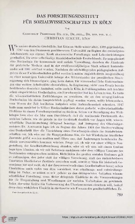 Das Forschungsinstitut für Sozialwissenschaften in Köln