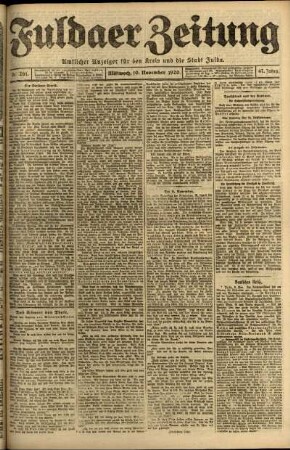 Ausgabe vom Mittwoch, den 10. November 1920.