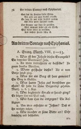 Am dritten Sontage nach Epiphanias.