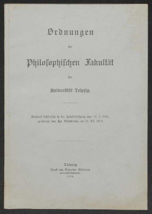 Ordnungen der Philosophischen Fakultät der Universität Leipzig