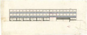 Schneider - Esleben, Paul; Düsseldorf, Rolandstr. 40; Rolandschule - Schulgebäude: Fassadenabwicklung (Längsansicht)