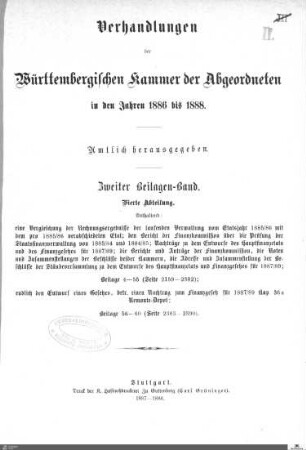 2,70: Landtag Württemberg - Kammer 2, Beilagen 1886-1888, Bd. 2,4