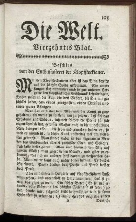 Vierzehntes Blat.