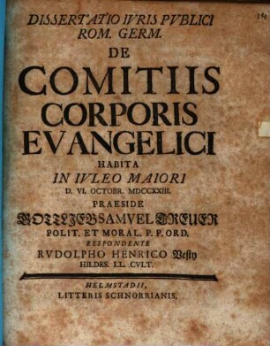 De comitiis corporis Evangelici