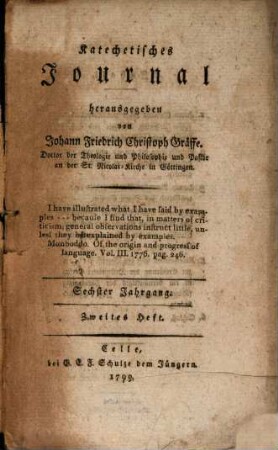 Katechetisches Journal. 6,2, 6,2. 1799