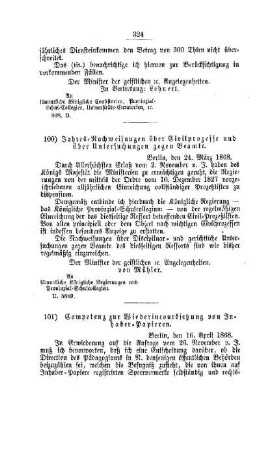 Competenz zur Widerincourssetzung von Inhaber-Papieren : [I. Allgemeine Verhältnisse der Behörden und Beamten]