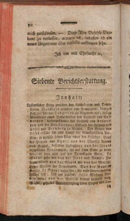 Siebente Berichtserstattung.