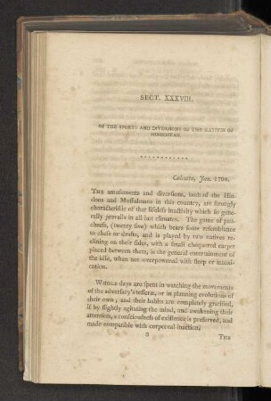 Sect. XXXVIII. Of the Sports and Diversions of the Natives of Hindostan.