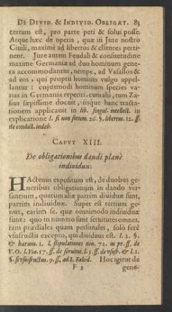 Caput XIII. De obligationibus dandi plane individuis