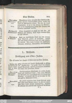 L. Abschnitt. Fortsetzung von Ober-Italien. Die Staaten des Hauses Oesterreich in Ober-Italien.
