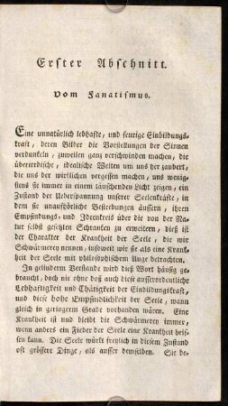 255-275, Erster Abschnitt. Vom Fanatismus.