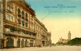 Leipzig, Rossplatz: Café Bauer, Harmonie, Neues Rathaus