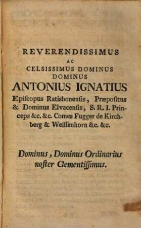 Status ecclesiasticus Dioecesis Ratisbonensis. 1784