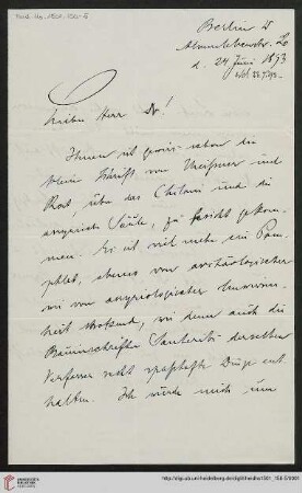 Brief von Otto Puchstein an Carl Bezold