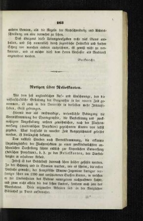 Notizen über Reliefkarten
