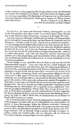 Das Rathaus der Freien und Hansestadt Hamburg, hrsg. von Joist Grolle, Photographien Hans Meyer-Veden, Text Gerhard Ahrens, Rainer Donandt, Joist Grolle u.a. : Hamburg, L&H Verlag, 1997