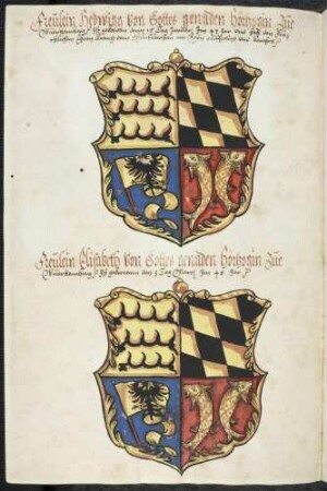 Wappen der Teilnehmer: Herzogin Hedwig von Württemberg, Herzogin Elisabeth von Württemberg