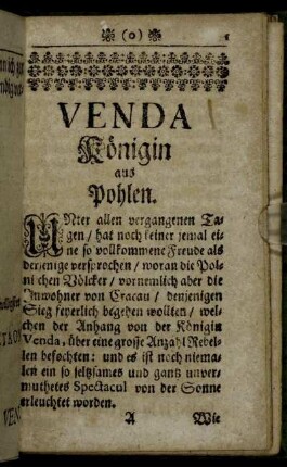 Venda Königin aus Pohlen.