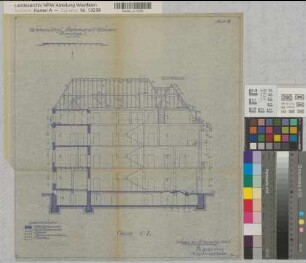 Münster (Münster) Wiederaufbau des Behördenhauses am Domplatz Nr. 3 Schnitt 1948 1 : 100 45 x 42 Pause Staatsneubauleitung Münster Regierung Münster Nr. 33943