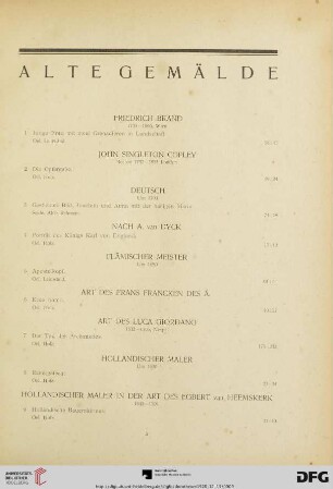 Alte Gemälde (Nr. 1-38)