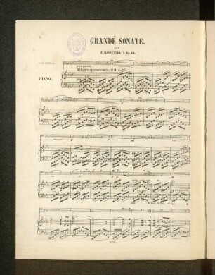 Grande Sonate. par J. Rosenhain Op. 53. Violoncello und Piano