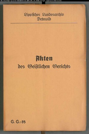 Anna Elisabeth Bödeker (Böker), Tochter von Evert Bödeker in Barntrup, gegen ihren Vetter, den hochgräflichen Kammerdiener Statius Vogt in Brake, Sohn von Raab Arndt Vogt in Barntrup, wegen einer Eheklage. Dispensation