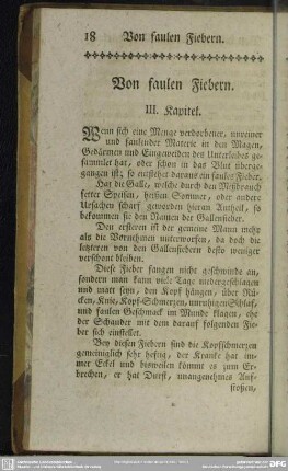 Von faulen Fiebern. III. Kapitel