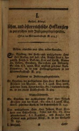 Kaiserlich-Königlicher Schematismus für das Königreich Böheim. 1798