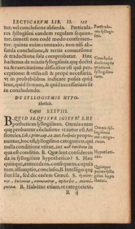 De Syllogismis Hypotheticis. Caput XXXVIII.