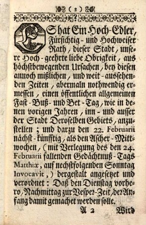 Eines hochlöblichen Raths der Stadt Nürnberg Mandat und Verkündung des ... Buß- und Bet-Tags in der Stadt und auf dem Land des Nürnbergischen Gebiets, mit dem dazu verordneten Buß-Gebet : im Jahr Christi ...". 1719