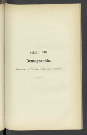 Sektion VIII. Demographie