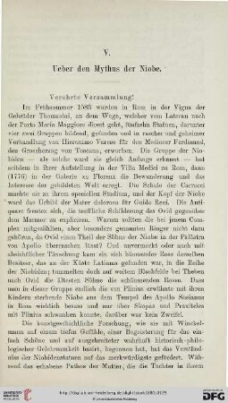 V. Ueber den Mythus der Niobe