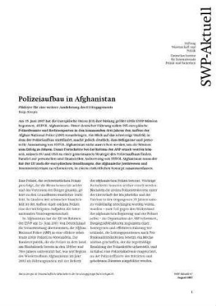 Polizeiaufbau in Afghanistan : Plädoyer für eine weitere Ausdehnung des EU-Engagements