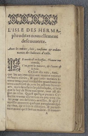 L'Isle des Hermaphrodites nouvellement descouverte
