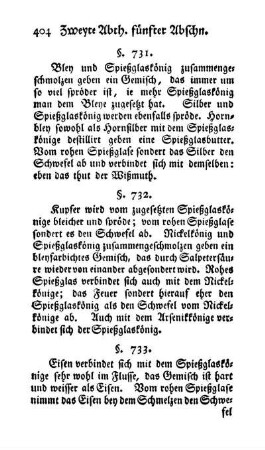 Spießglaskönig mit Bley, Silber, Wißmuth, Kupfer, Nickelkönig, Arsenikkönig, Eisen (§. 731-734)