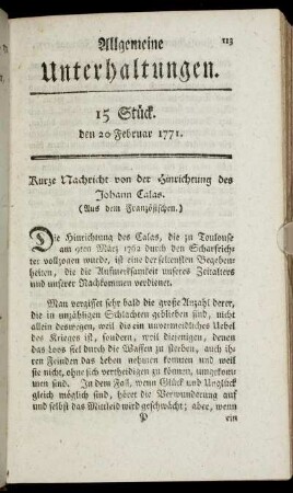 15 Stück. den 20 Februar 1771.