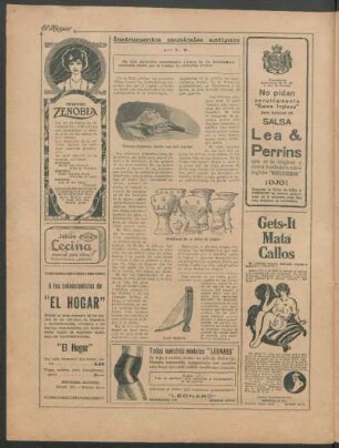 Instrumentos musicales antiguos : He aquí descriptos someramente algunos de los instrumentos musicales usados por el hombre en pretéritas edades.