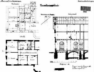 Herbertingen: Empfangsgebäude Verwaltungsgebäude Grundrisse UG,1.OG,Längsschnitt