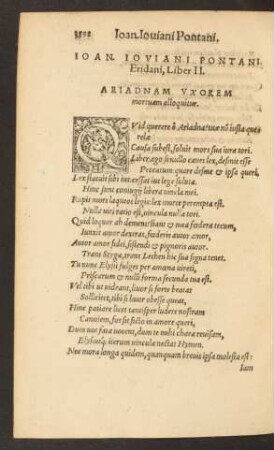 Ioan. Ioviani Pontani Eridani, Liber II.