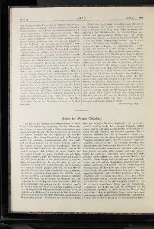 Asien im Monat Oktober.