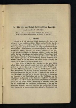 Ueber Ziel und Methode des französischen Unterrichts : a) auf Gymnasien, b) auf Realschulen