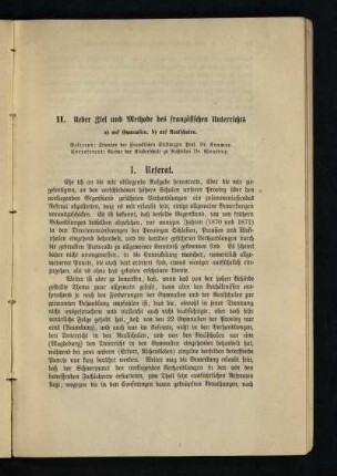 Ueber Ziel und Methode des französischen Unterrichts : a) auf Gymnasien, b) auf Realschulen
